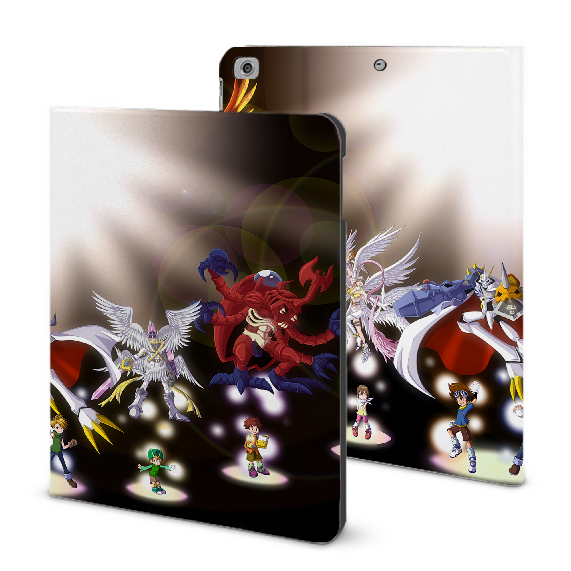 （画像用） Digimon デジタルモンスター/デジモン IPad ケース ブック型 PUレザー TPU 耐衝撃 軽量 薄型 ペン収納なし 全面保護 IPad 各モデル対応